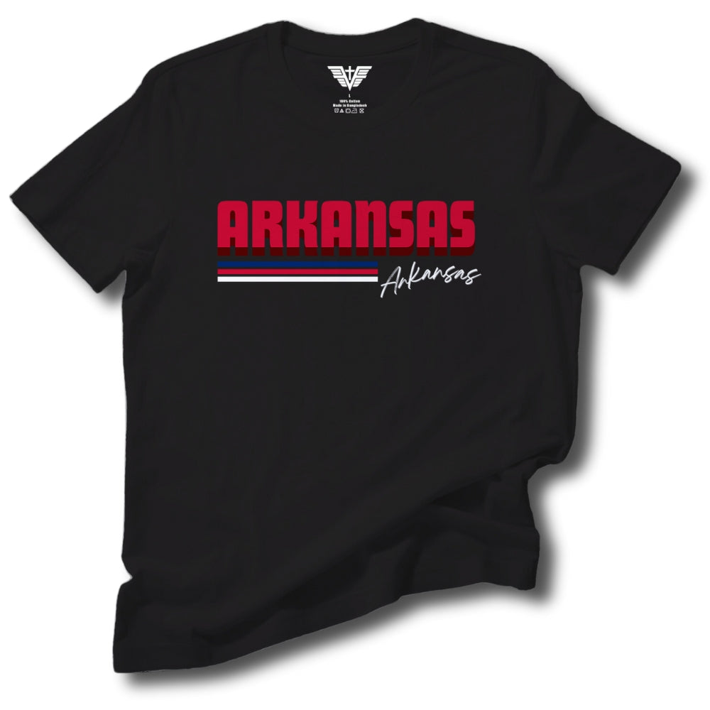 Arkansas Retro Stripe Soft Cotton Tee