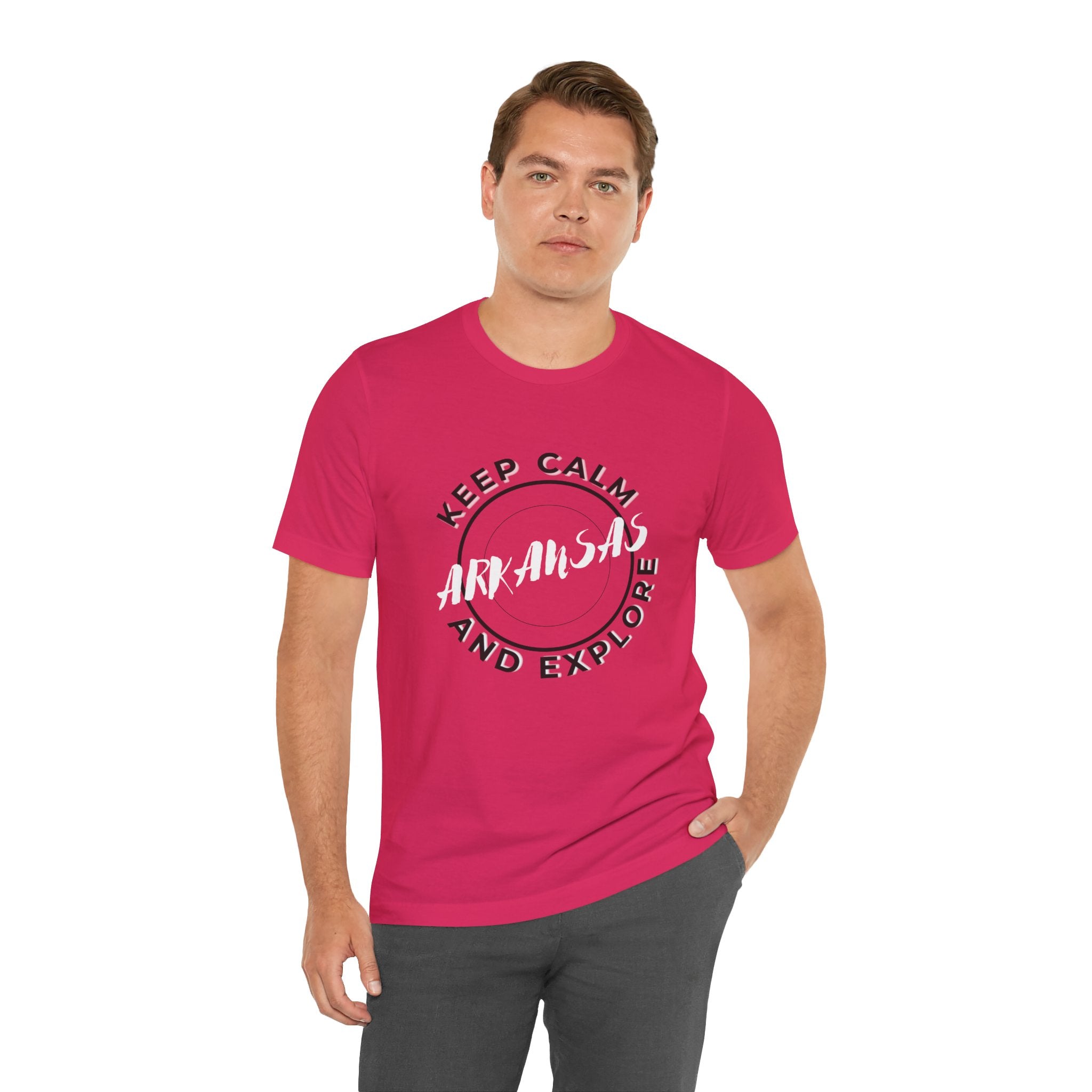 Keep Calm and Explore Arkansas Soft Cotton Tee