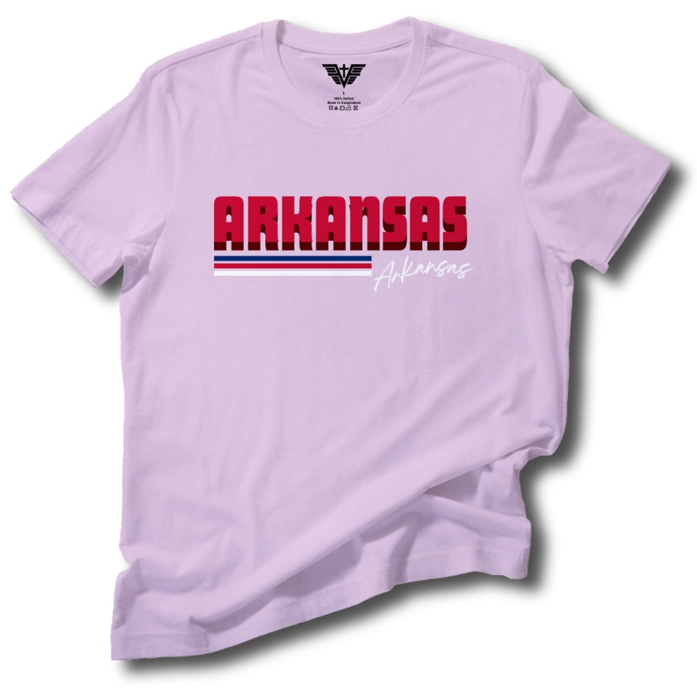 Arkansas Retro Stripe Soft Cotton Tee