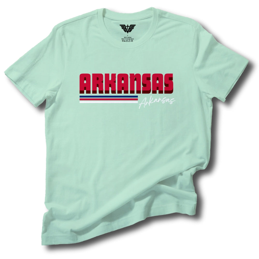 Arkansas Retro Stripe Soft Cotton Tee