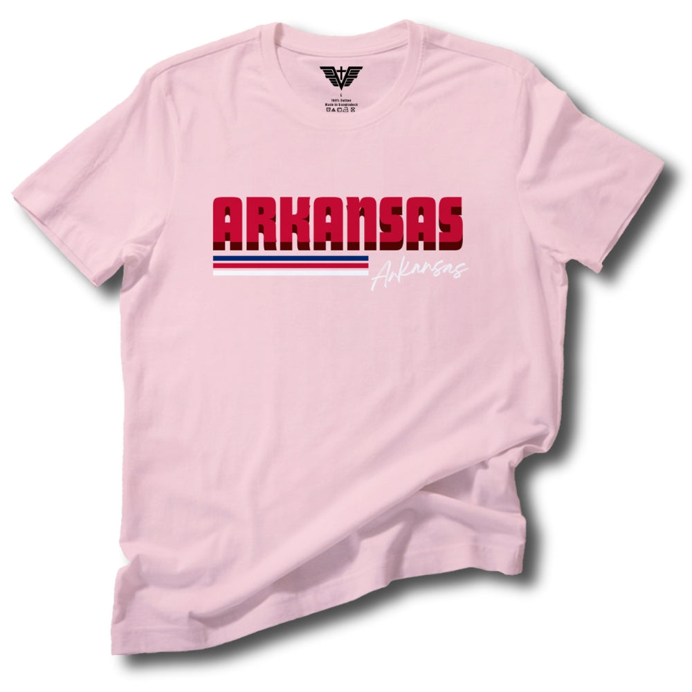 Arkansas Retro Stripe Soft Cotton Tee