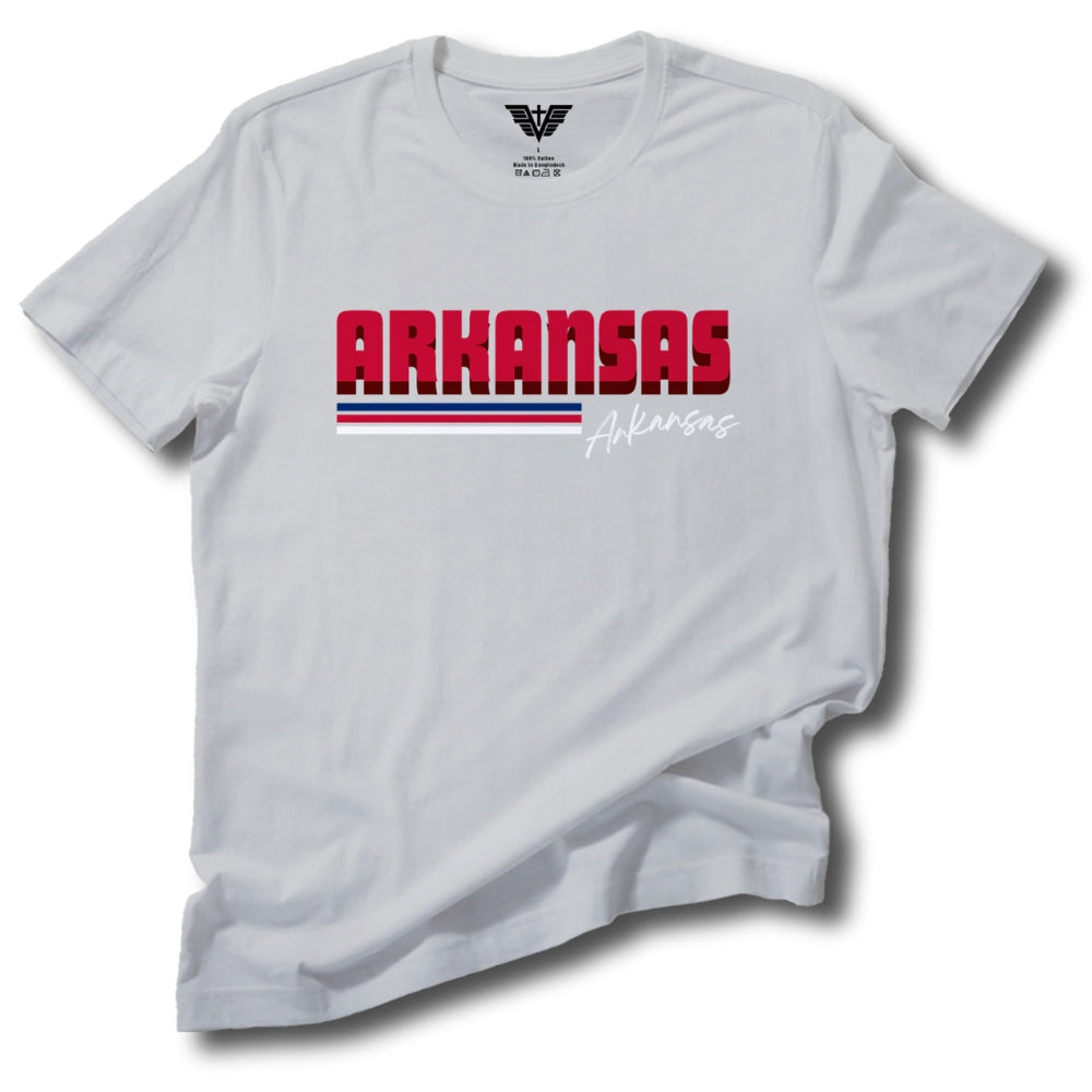 Arkansas Retro Stripe Soft Cotton Tee