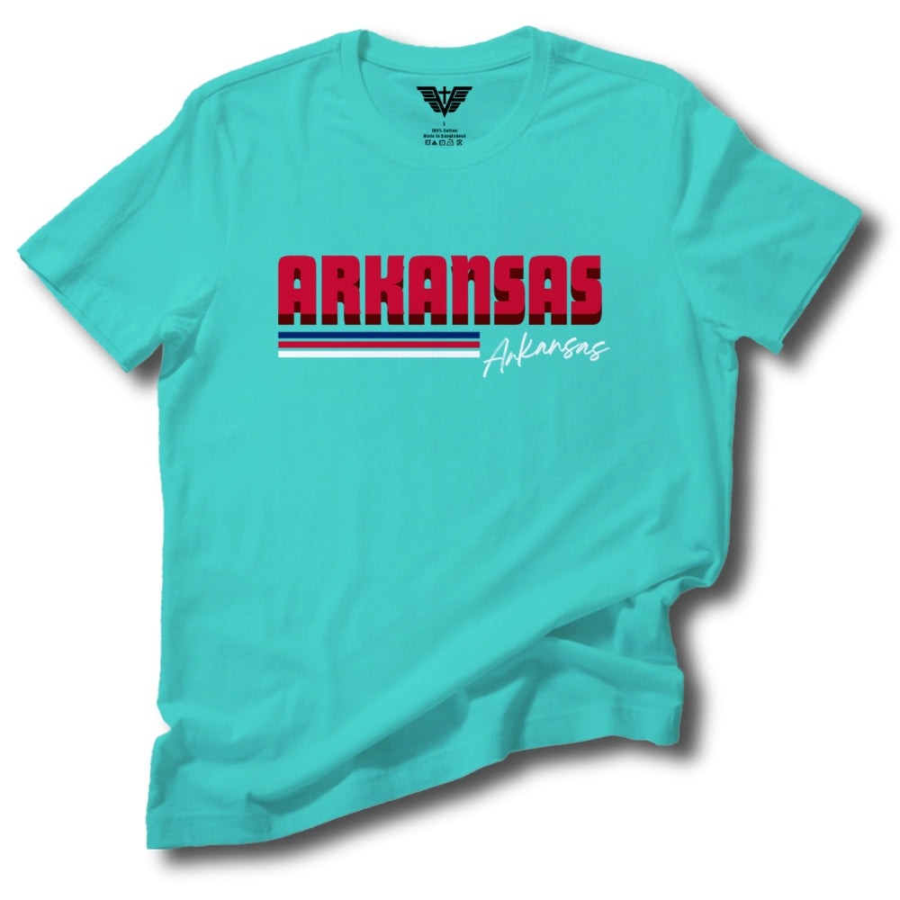 Arkansas Retro Stripe Soft Cotton Tee